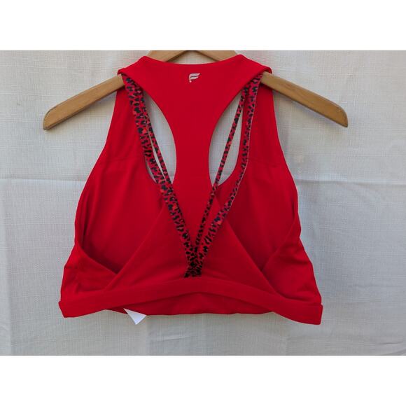 Fabletics Womens Boost Medium Impact Sports Bra XL Electric Cherry Mini Leopard - Picture 3 of 7